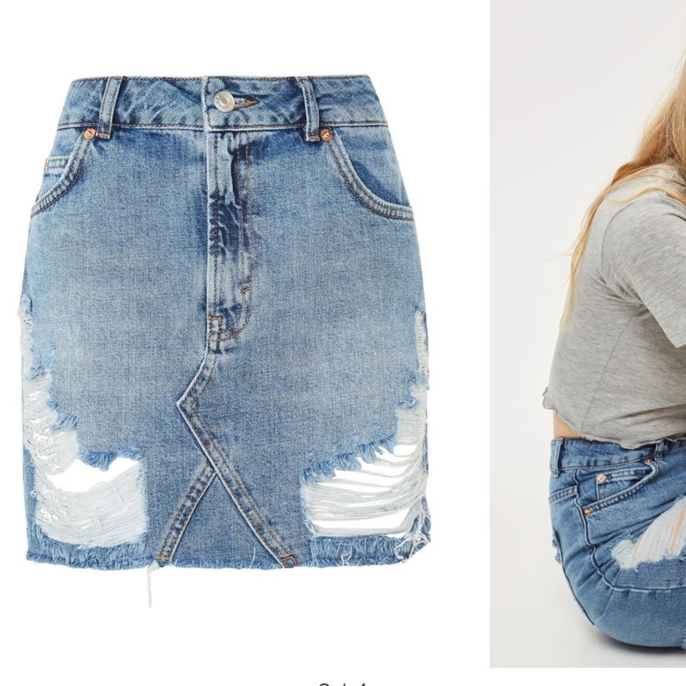 Topshop Moro Distressed Skirt